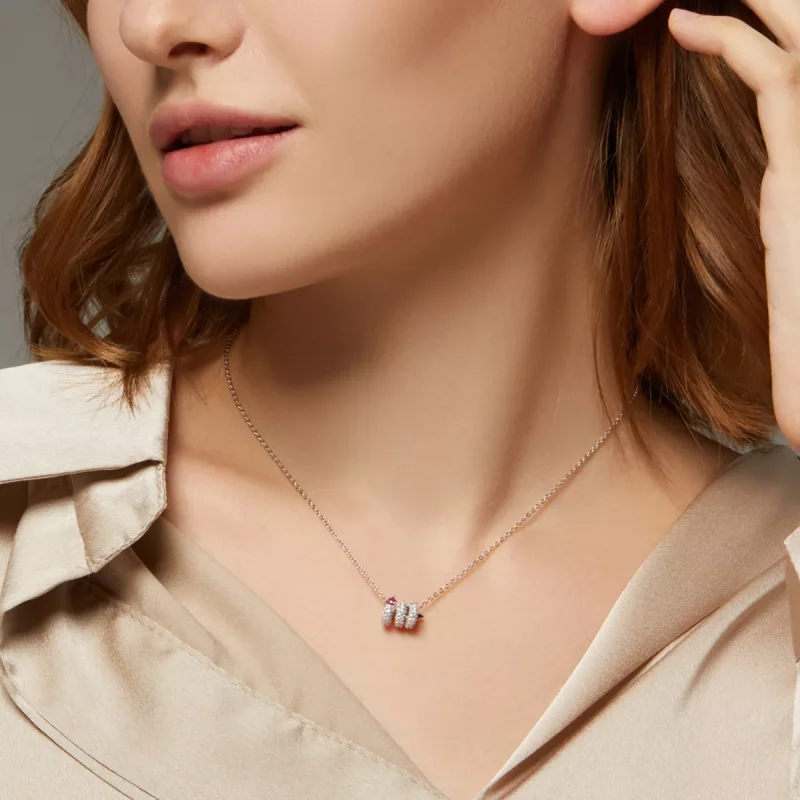 (resim) Pandora Stilinde Romantik Yılan Kalp Kolye - BSN150 - Görüntüle 5