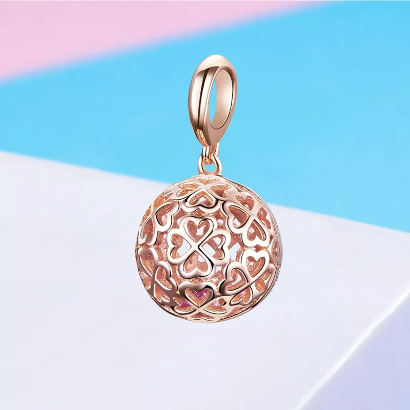 (resim) Pandora tarzı 14 ayar pembe altın hareket yonca Kolye Ucu - SCC1127 - Görüntüle 4