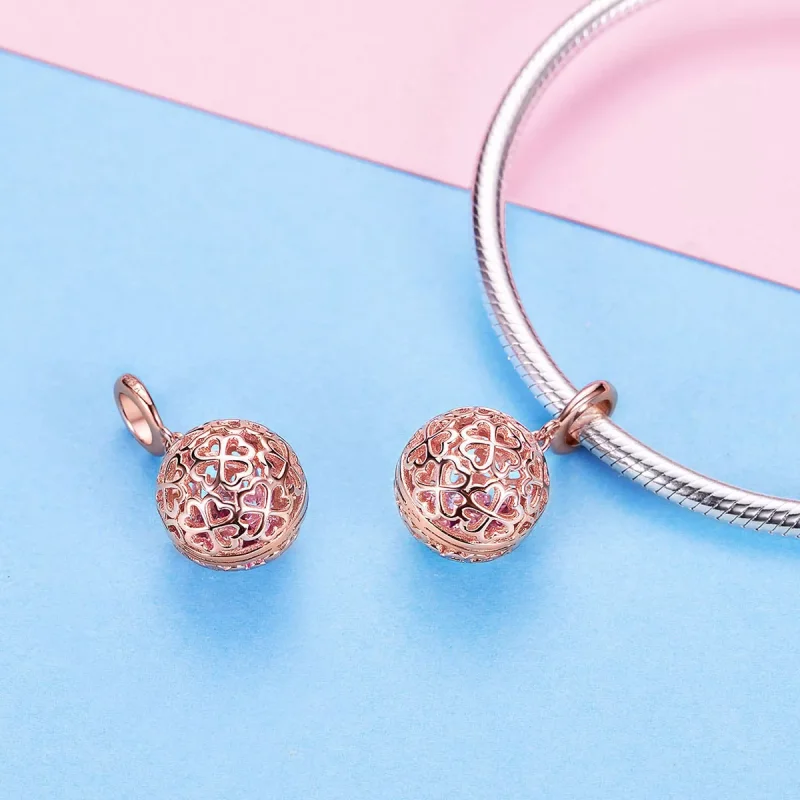 (resim) Pandora tarzı 14 ayar pembe altın hareket yonca Kolye Ucu - SCC1127 - Görüntüle 5
