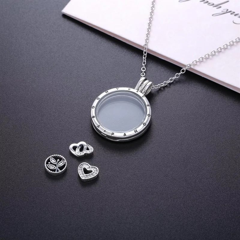 (resim) Pandora Yüzen Madalyon Ve Aşk ve Aile Yüzer Madalyon Kolye Kolye - R800064 - Görüntüle 2
