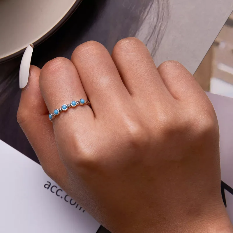 (resim) Pandora Stil Turkuaz Ters Çevrilebilir Yüzük - SCR823 - Görüntüle 6