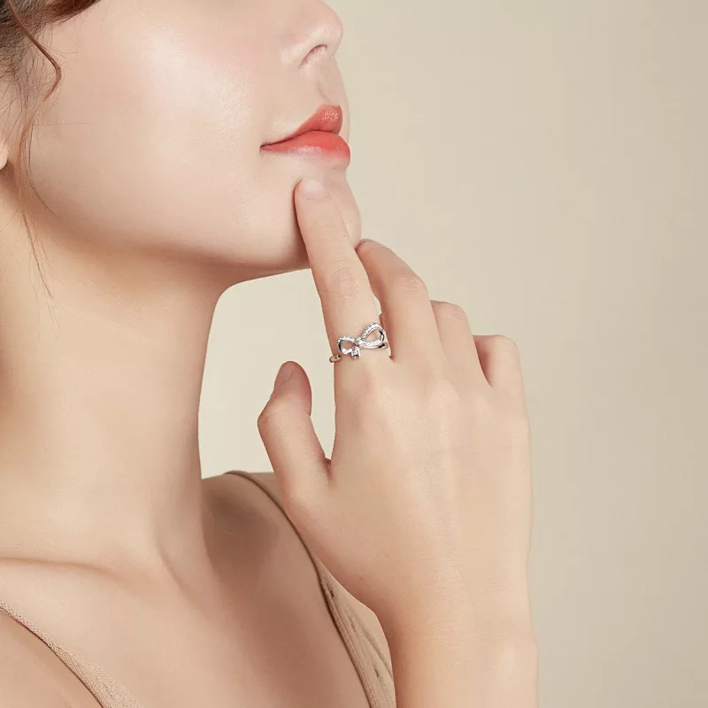 (resim) Pandora Stil Yay Kurdele Açık Yüzük - BSR158 - Görüntüle 7