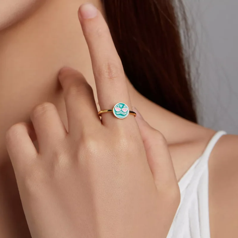 (resim) Pandora Stili Emoji - Cool Açık Yüzük - SCR737-A - Görüntüle 5