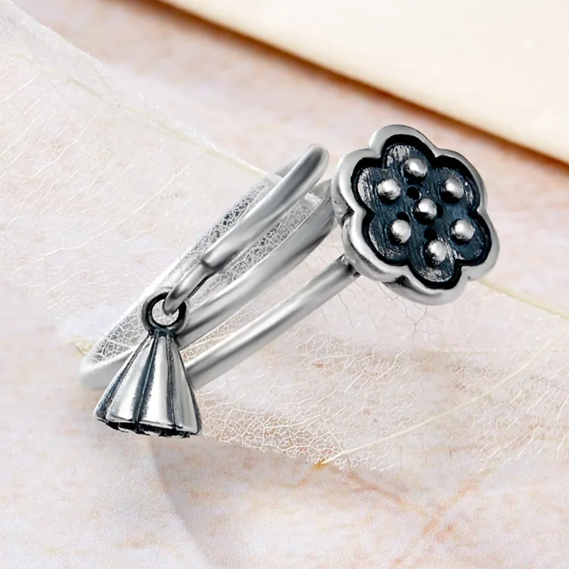 (resim) Pandora Stili Lotus Kolye Açık Yüzük - VSR054 - Görüntüle 6
