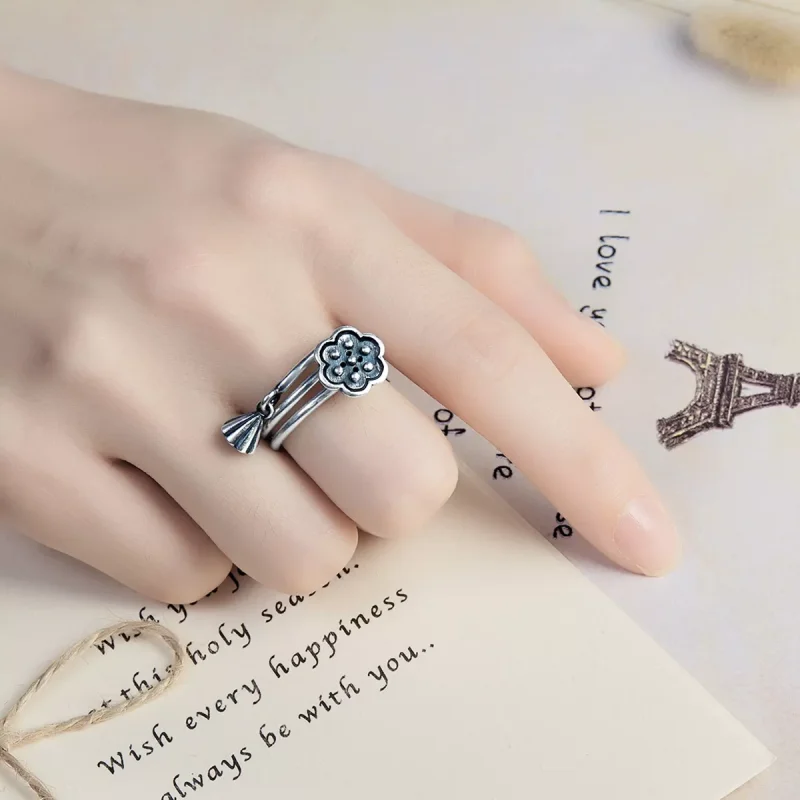 (resim) Pandora Stili Lotus Kolye Açık Yüzük - VSR054 - Görüntüle 8