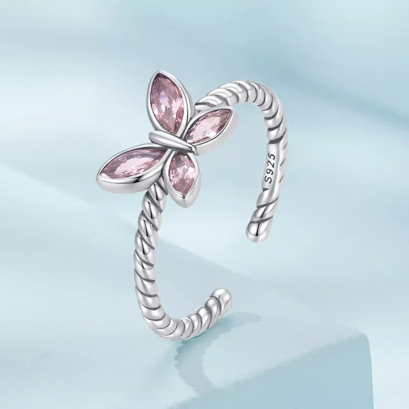 (resim) Pandora Stili Pembe Kelebek Açılabilen Yüzük - SCR872 - Görüntüle 2