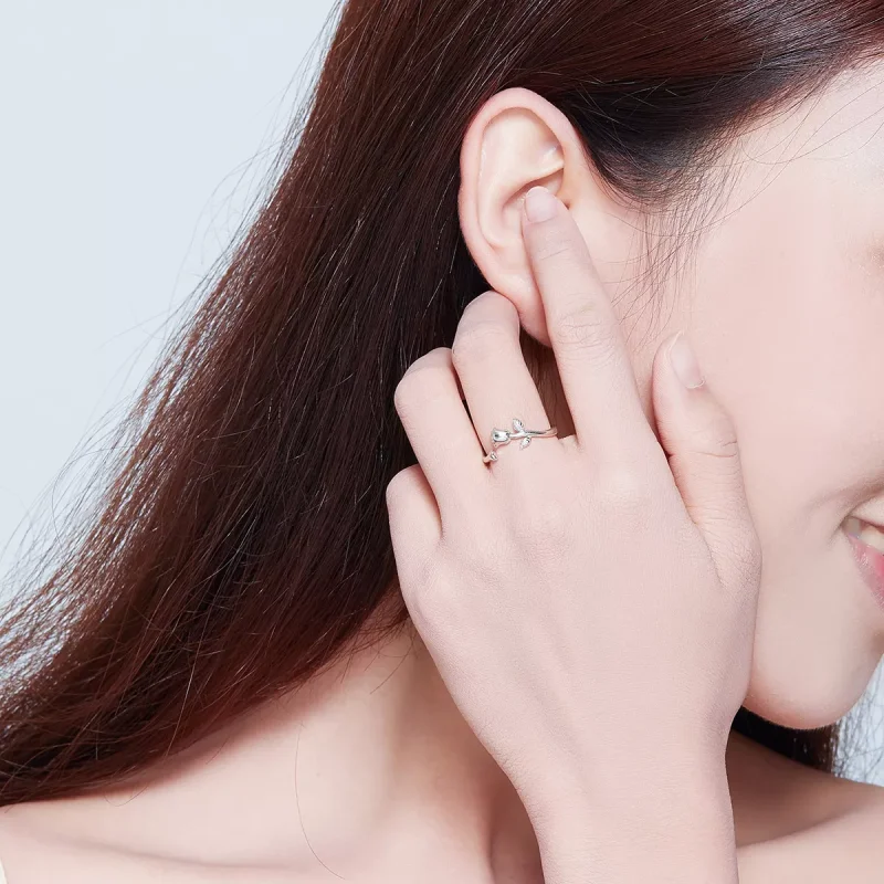 (resim) Pandora tarzı Gül Çiçeği Açık Yüzük - BSR065 - Görüntüle 8