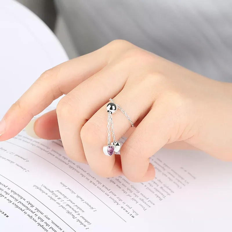 (resim) Pandora tarzı Pembe Kalp Yüzük - SCR015 - Görüntüle 5