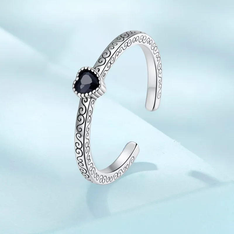 (resim) Pandora tarzında Vintage Siyah Zirkon Açık Yüzük - SCR878 - Görüntüle 2