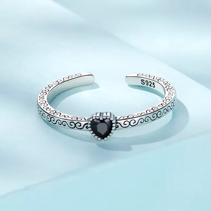 (resim) Pandora tarzında Vintage Siyah Zirkon Açık Yüzük - SCR878 - Görüntüle 3