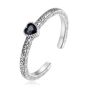 (resim) Pandora tarzında Vintage Siyah Zirkon Açık Yüzük - SCR878