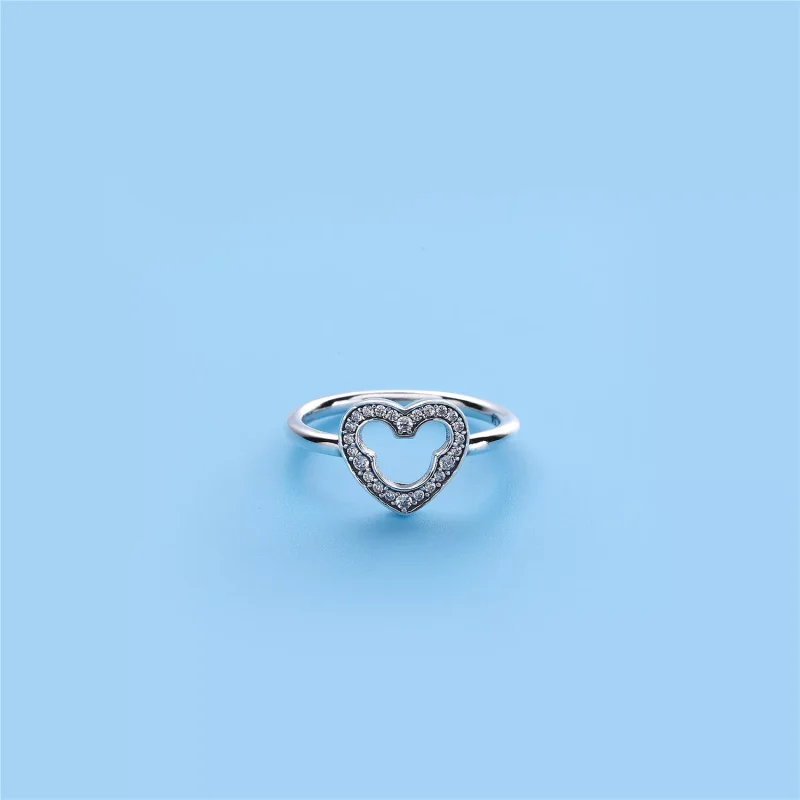 (resim) Disney heart silver ring with cubic zirconia and cut-out Mickey silhouette - 190 - Görüntüle 2