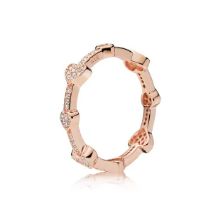 (resim) Pandora 14 ayar pembe altın çekici kalpler Yüzük - 187729CZ