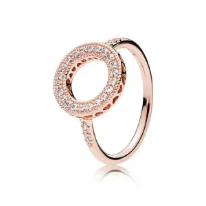 (resim) Pandora 14 ayar pembe altın kaplama Halo'nun Kalpleri Yüzük - 181039CZ