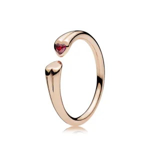 (resim) Pandora 14 ayar pembe altın kaplama İki Kalp Yüzük - 186570CZR