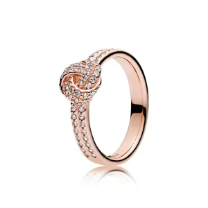 (resim) Pandora 14 ayar pembe altın kaplama Pırıl pırıl Aşk Düğümü Yüzük - 180997cz