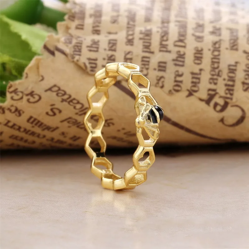 (resim) Pandora 14k altın kaplama Bal arısı Yüzük - 167116EN16 - Görüntüle 3