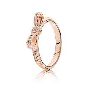 (resim) Pandora 14k rose altın kaplama Pırıl pırıl Yay Yüzük - 180906CZ