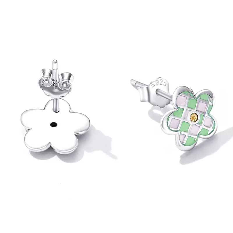 (resim) Pandora Stil Checkerboard Florets Çift Taraflı Küpe - SCE1387 - Görüntüle 4