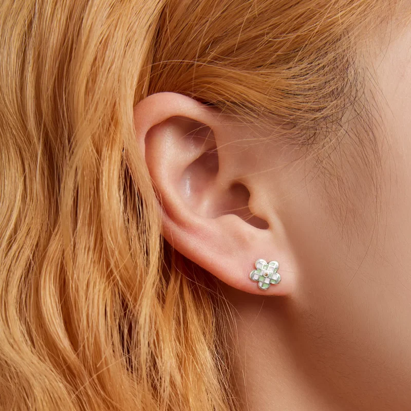 (resim) Pandora Stil Checkerboard Florets Çift Taraflı Küpe - SCE1387 - Görüntüle 6