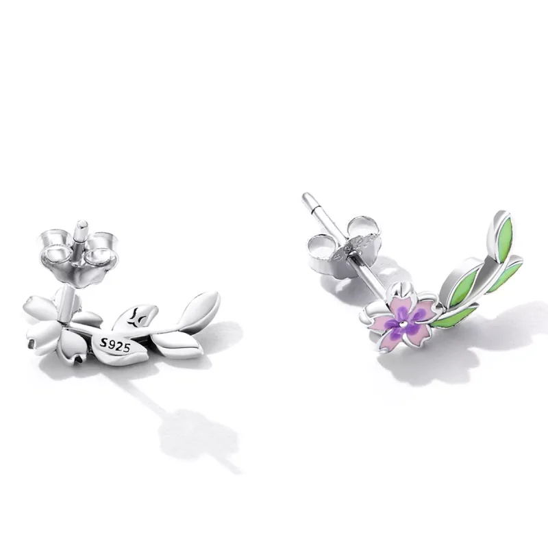 (resim) Pandora Stil Çiçek Yapraklı Küpeler - SCE1391 - Görüntüle 4