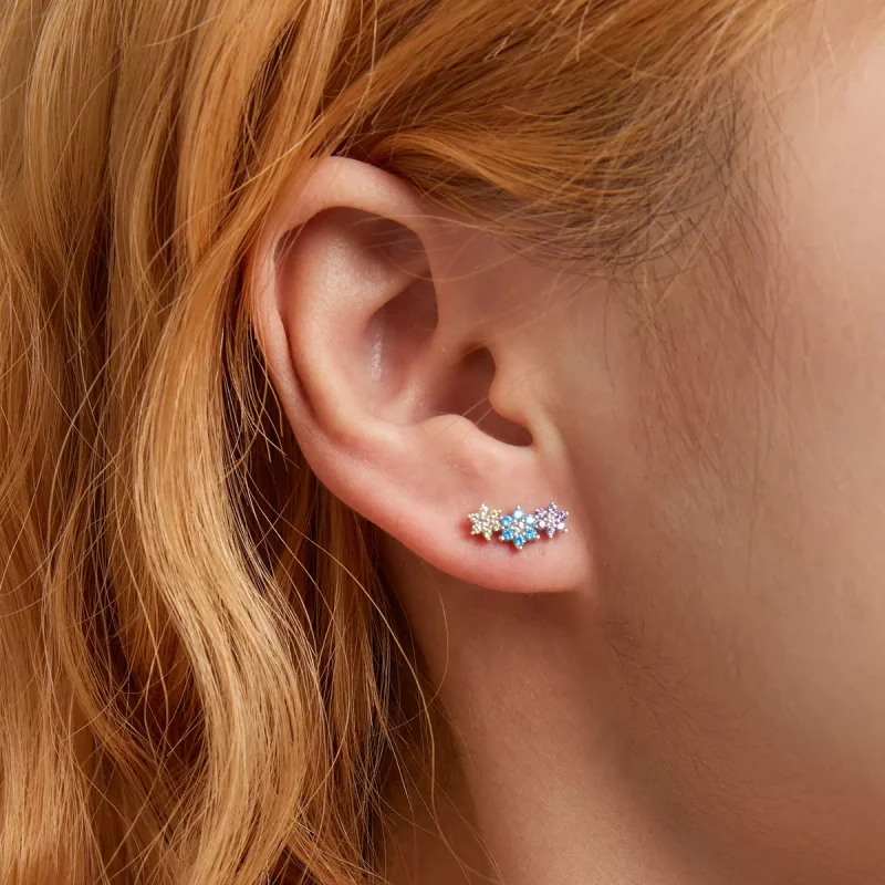 (resim) Pandora Stil Parlak Çiçekler Küpe - BSE593 - Görüntüle 6