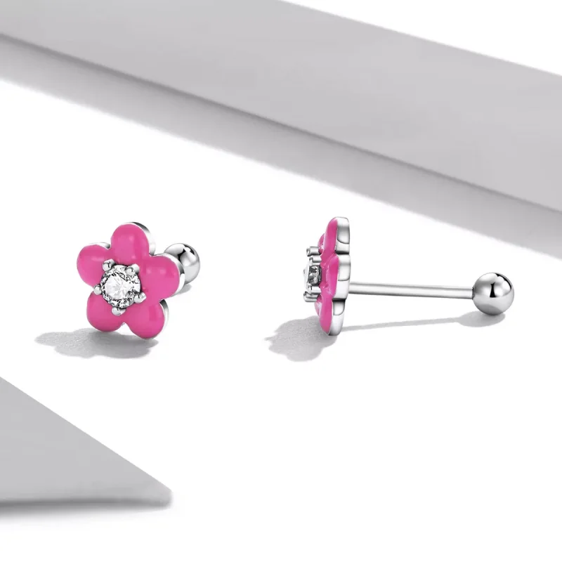 (resim) Pandora Stili Florasan Pembe Çiçekli Küpe - SCE1353 - Görüntüle 2