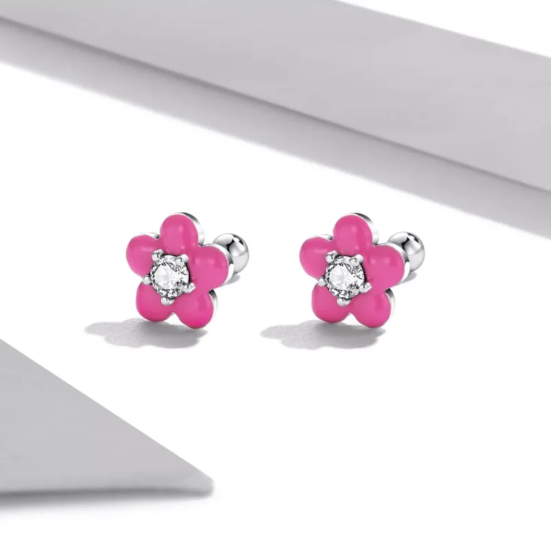 (resim) Pandora Stili Florasan Pembe Çiçekli Küpe - SCE1353 - Görüntüle 4
