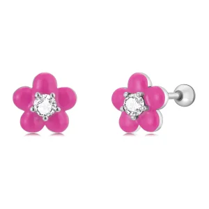 (resim) Pandora Stili Florasan Pembe Çiçekli Küpe - SCE1353