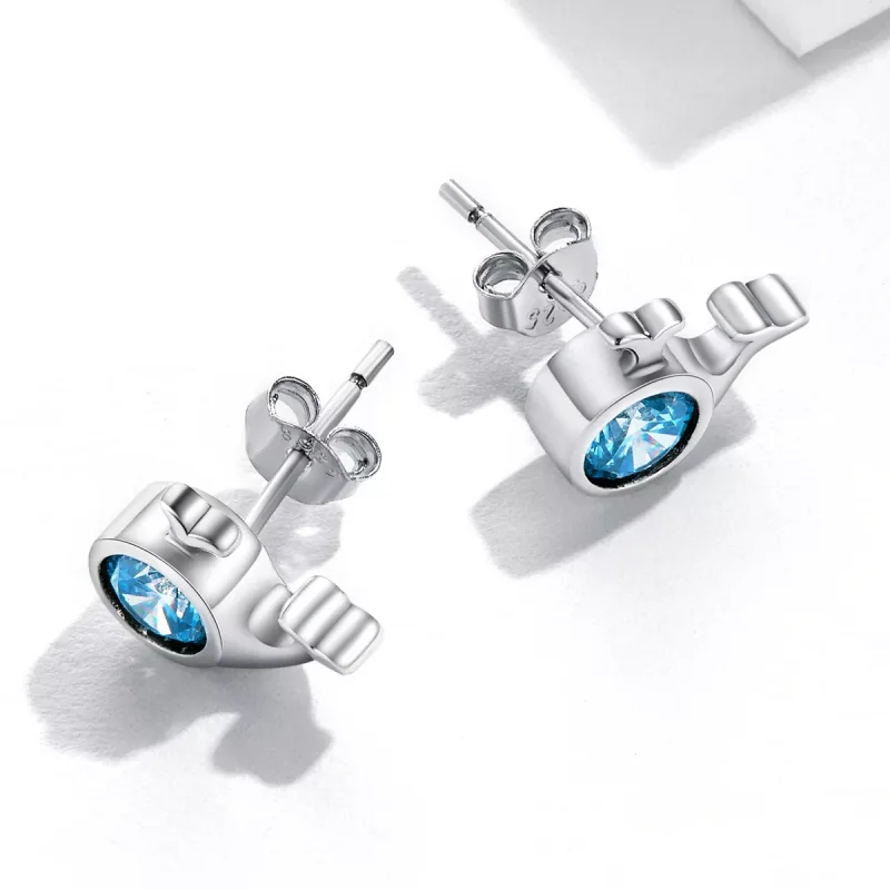 (resim) Pandora Stili Mini Balina Küpe Küçük bir balina figürlü Pandora stili küçük bali - Görüntüle 4
