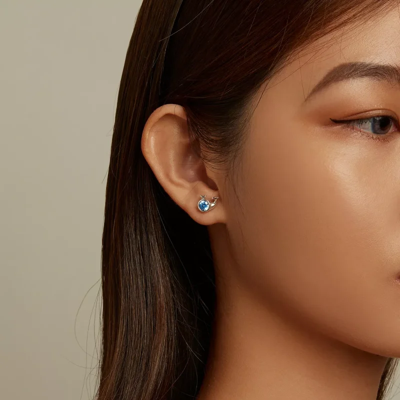 (resim) Pandora Stili Mini Balina Küpe Küçük bir balina figürlü Pandora stili küçük bali - Görüntüle 5