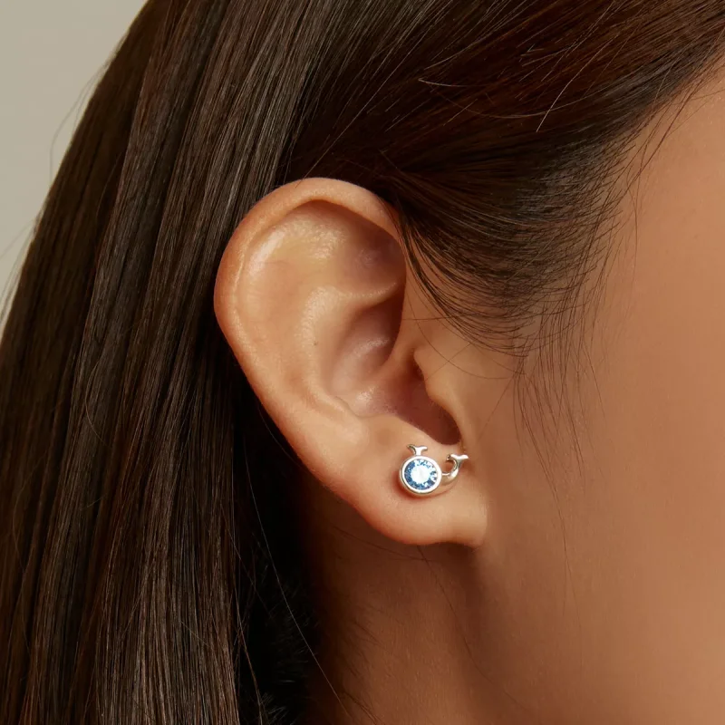(resim) Pandora Stili Mini Balina Küpe Küçük bir balina figürlü Pandora stili küçük bali - Görüntüle 7