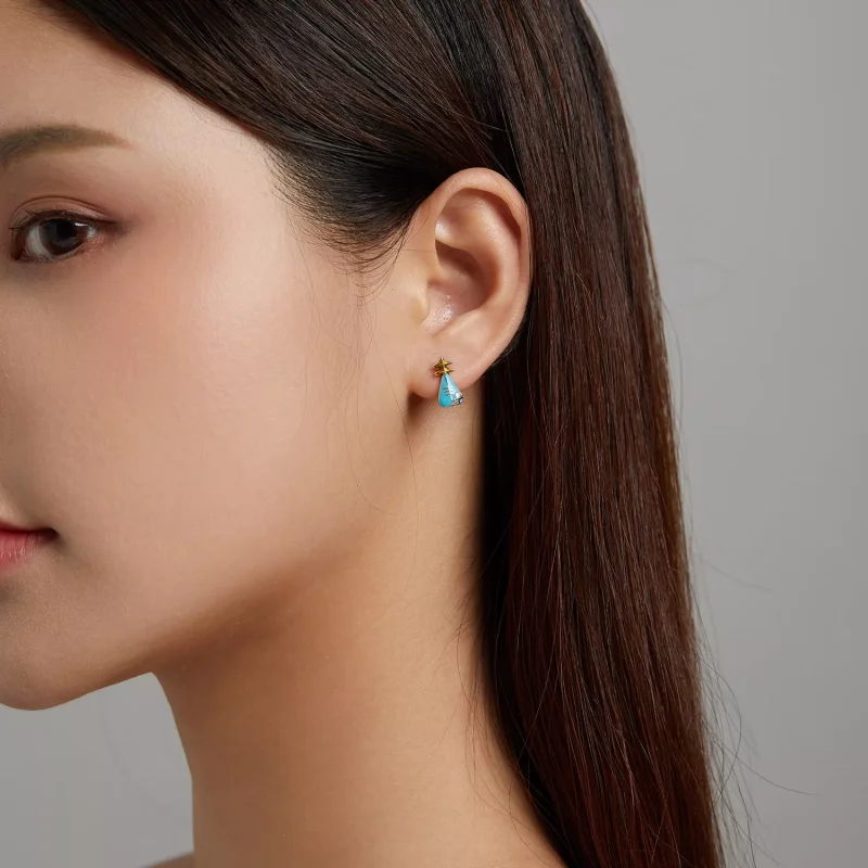 (resim) Pandora Stili Mini Lüt Kütük Küpe - SCE1216 - Görüntüle 4