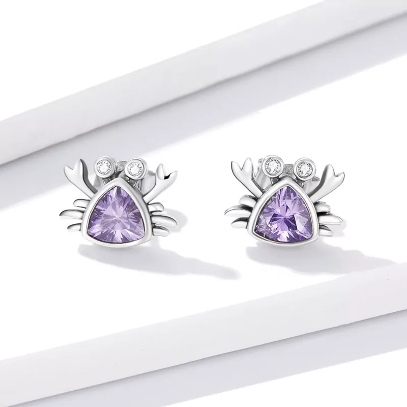 (resim) Pandora Stili Mini Yengeç Küpe Küçük Yengeç Şekilli Küpe - BSE572 - Görüntüle 2