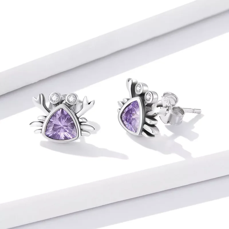 (resim) Pandora Stili Mini Yengeç Küpe Küçük Yengeç Şekilli Küpe - BSE572 - Görüntüle 3