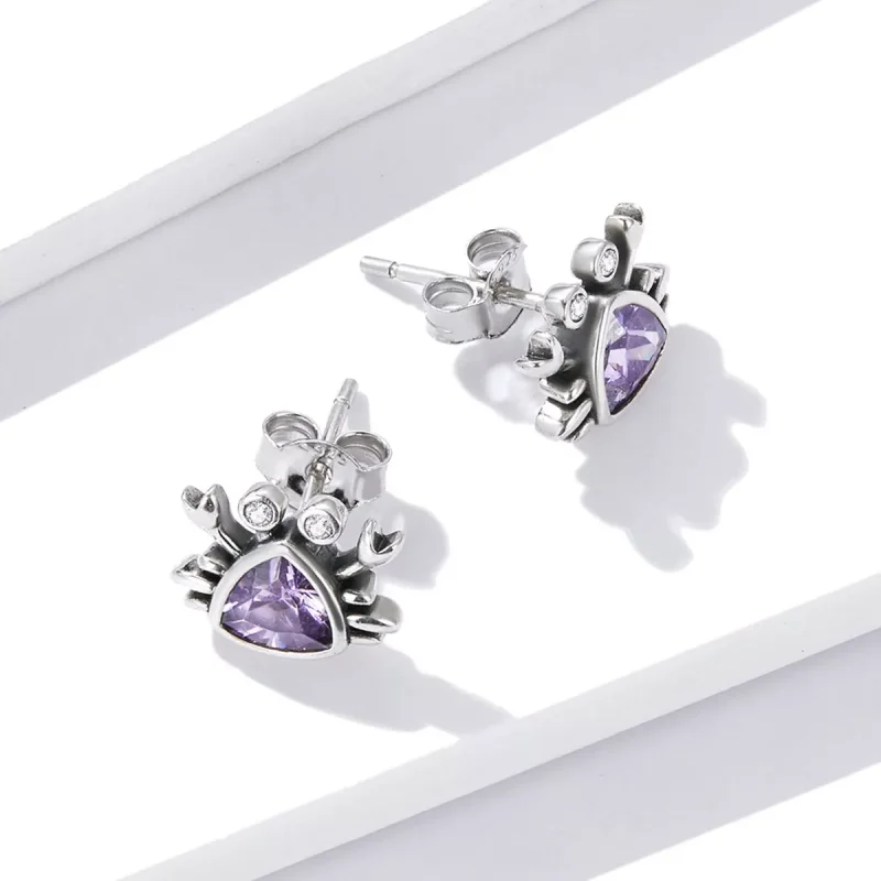 (resim) Pandora Stili Mini Yengeç Küpe Küçük Yengeç Şekilli Küpe - BSE572 - Görüntüle 4