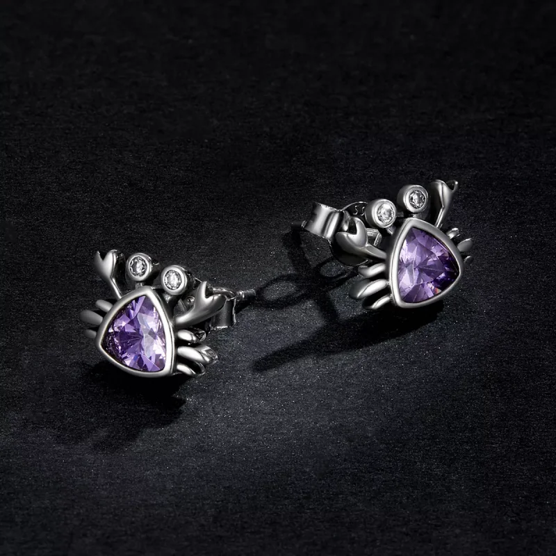 (resim) Pandora Stili Mini Yengeç Küpe Küçük Yengeç Şekilli Küpe - BSE572 - Görüntüle 5