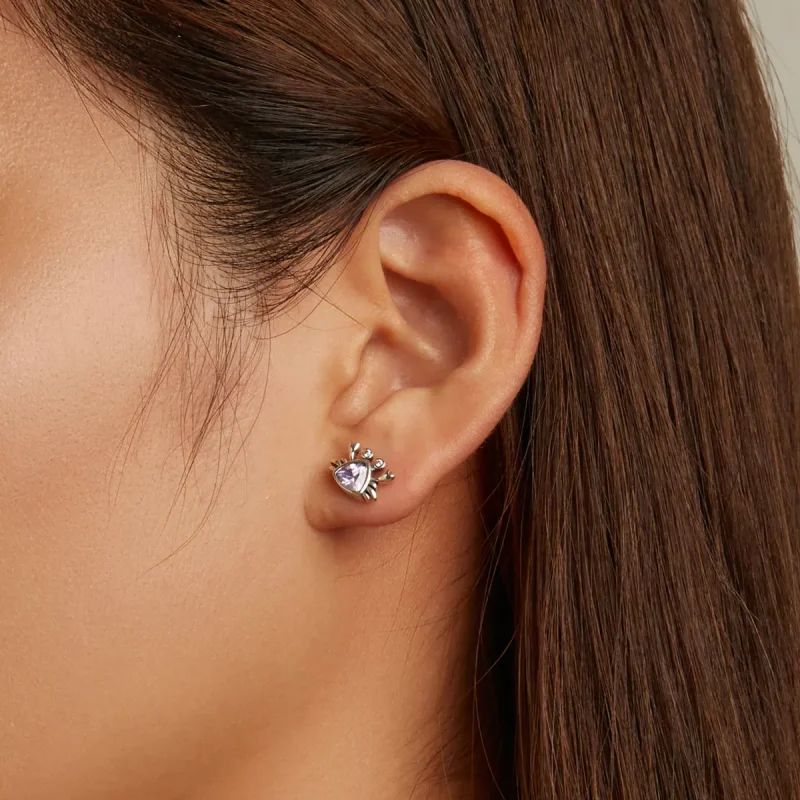 (resim) Pandora Stili Mini Yengeç Küpe Küçük Yengeç Şekilli Küpe - BSE572 - Görüntüle 8