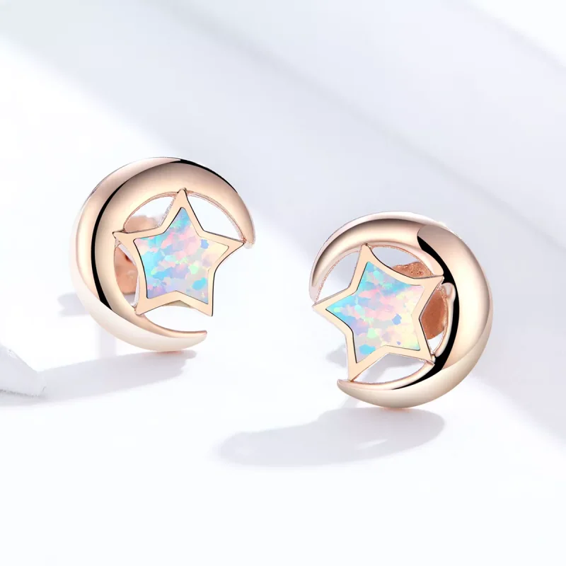 (resim) Pandora Stili Opal Ay Yıldızı Küpe - SCE816-C - Görüntüle 2