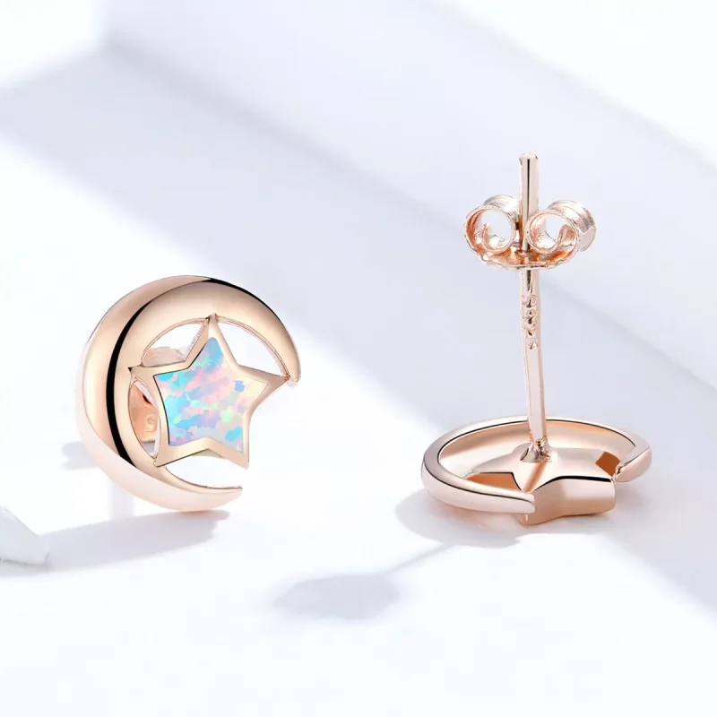 (resim) Pandora Stili Opal Ay Yıldızı Küpe - SCE816-C - Görüntüle 3