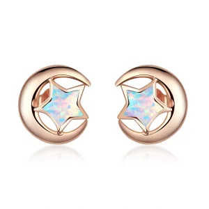 (resim) Pandora Stili Opal Ay Yıldızı Küpe - SCE816-C