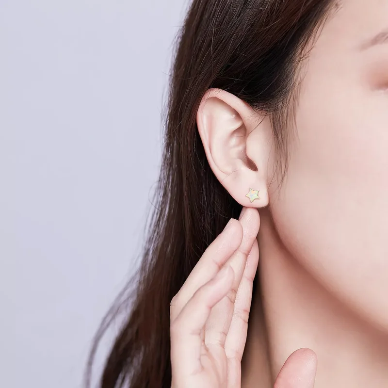 (resim) Pandora Stili Opal Beş Köşeli Küpe - SCE674 - Görüntüle 7