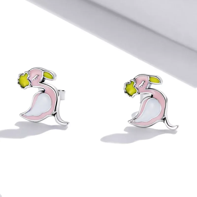 (resim) Pandora Stili Pembe Flamingo Küpe - SCE1276 - Görüntüle 2