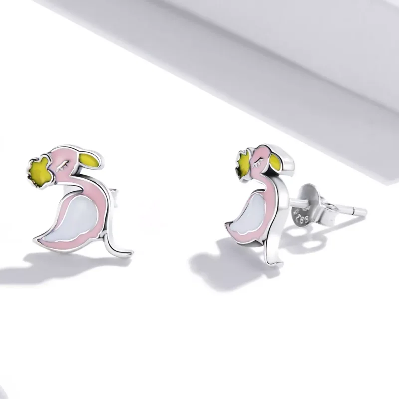 (resim) Pandora Stili Pembe Flamingo Küpe - SCE1276 - Görüntüle 4