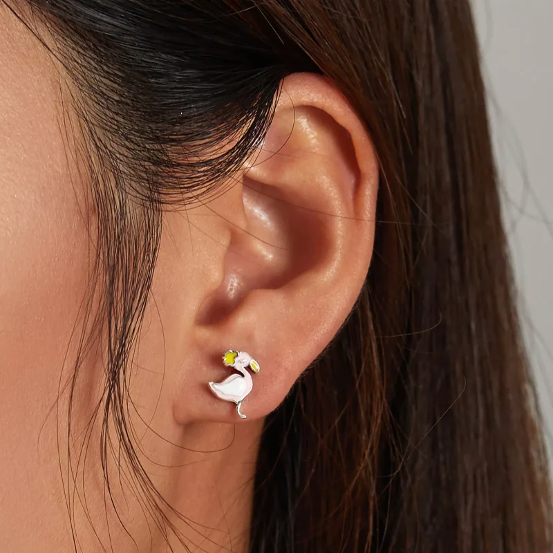 (resim) Pandora Stili Pembe Flamingo Küpe - SCE1276 - Görüntüle 5