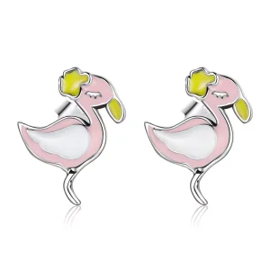 (resim) Pandora Stili Pembe Flamingo Küpe - SCE1276