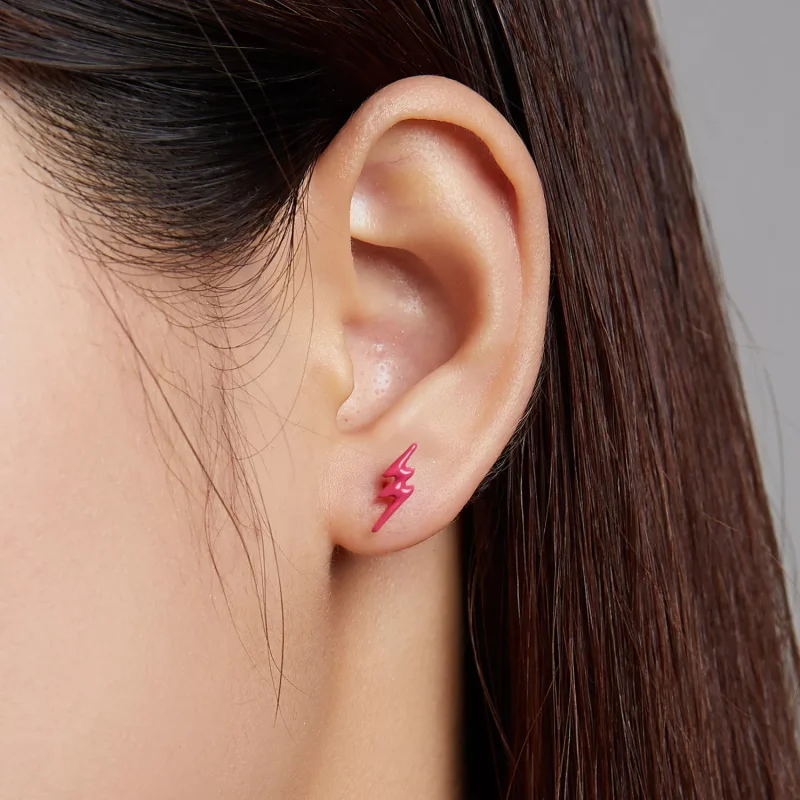 (resim) Pandora Stili Pembe Şimşek Küpe - SCE1236 - Görüntüle 5