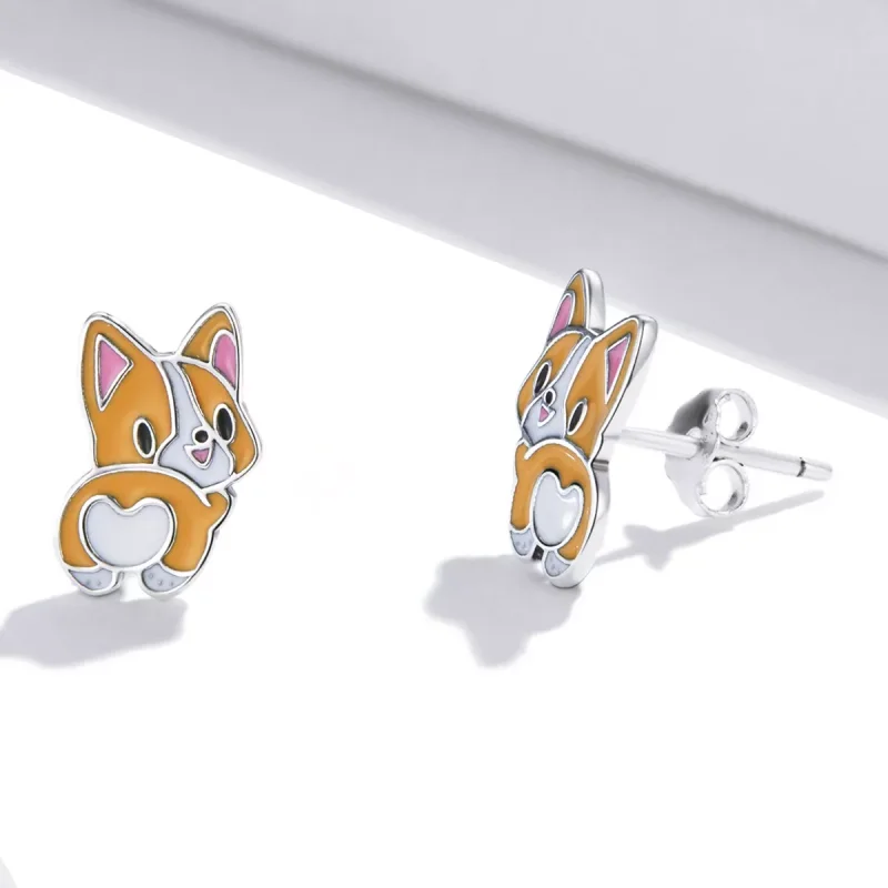 (resim) Pandora Stili Sevimli Corgi Küpe - SCE1281 - Görüntüle 3