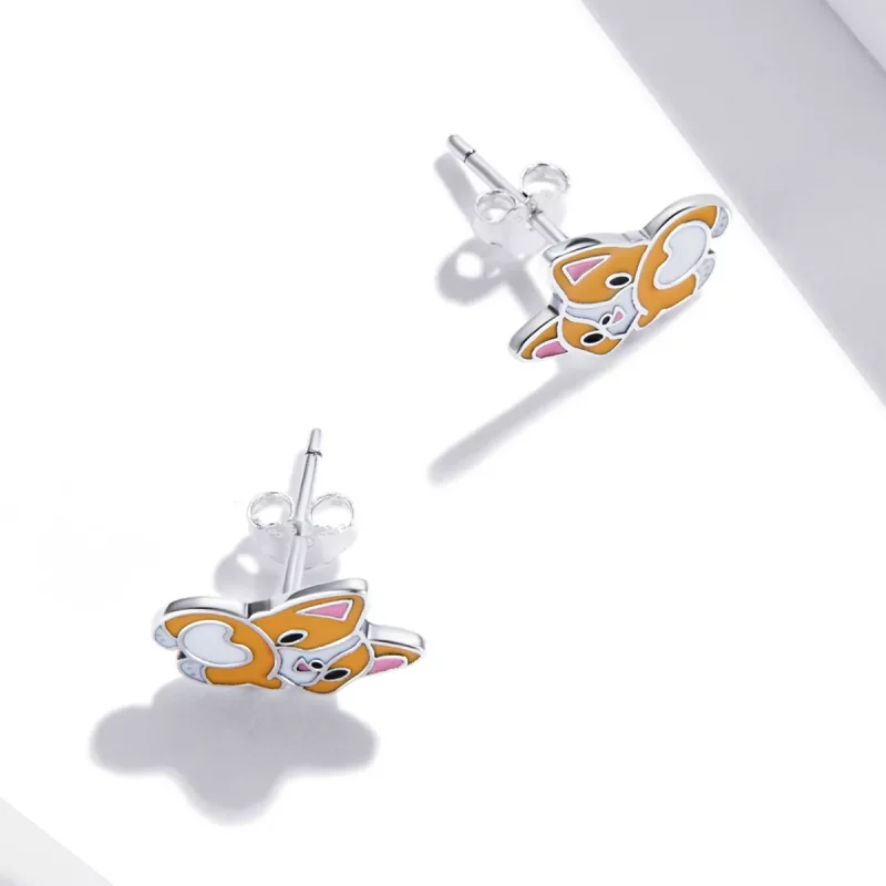 (resim) Pandora Stili Sevimli Corgi Küpe - SCE1281 - Görüntüle 4