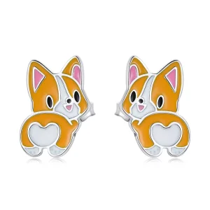 (resim) Pandora Stili Sevimli Corgi Küpe - SCE1281